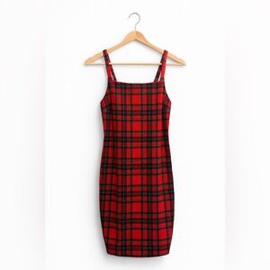 Almost Famous Red and Black Plaid Mini Dress